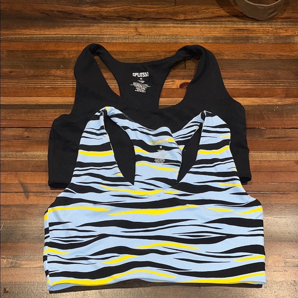 Splits59 Black and Zebra Stripe sports bras